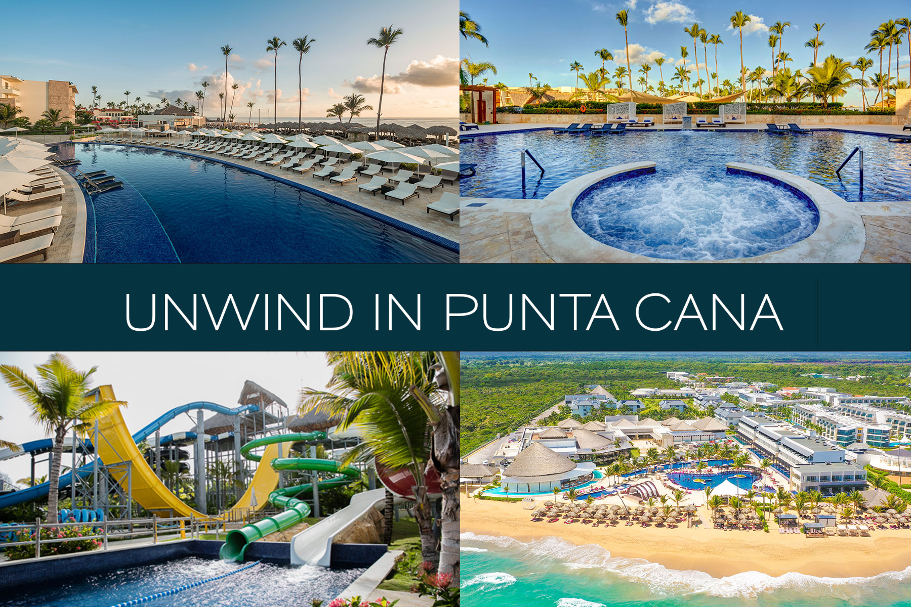 a collage of a water park