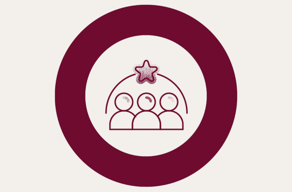 a circle with a group of people with a star on top