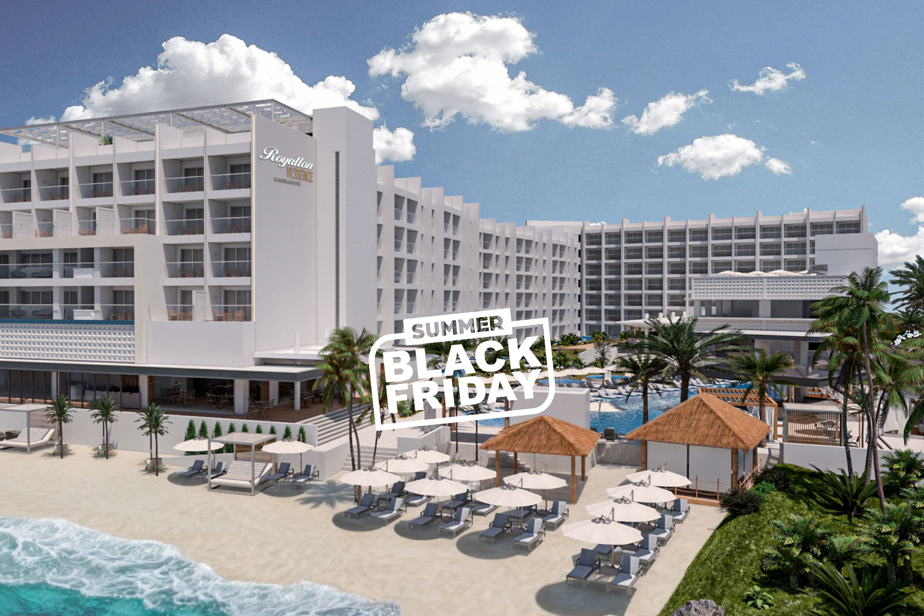 a resort with a pool and chairs