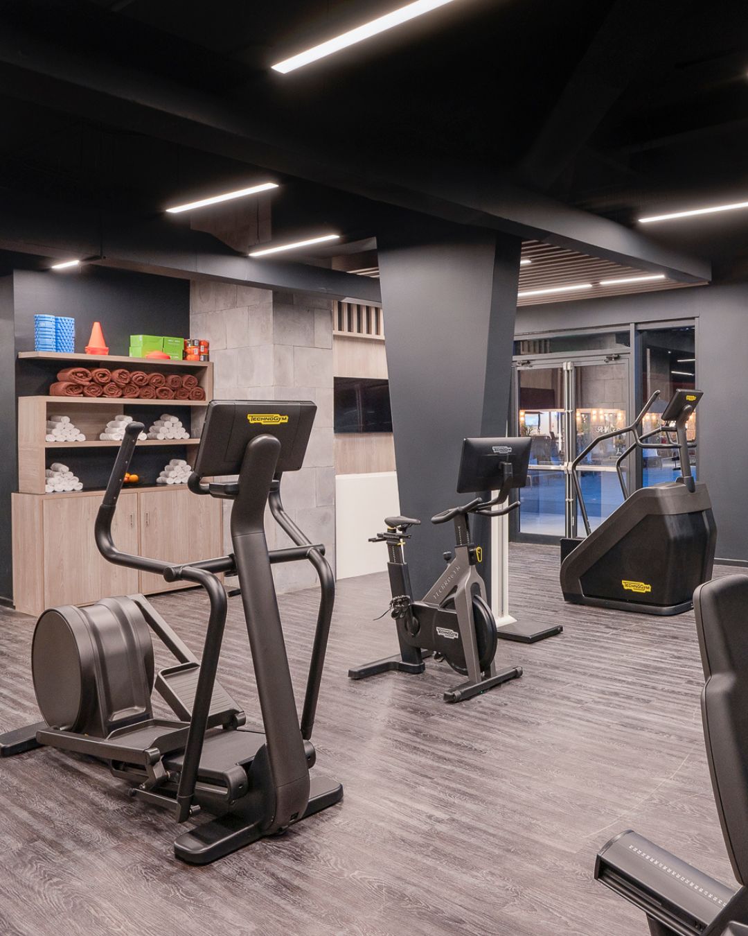 a gym with exercise equipment