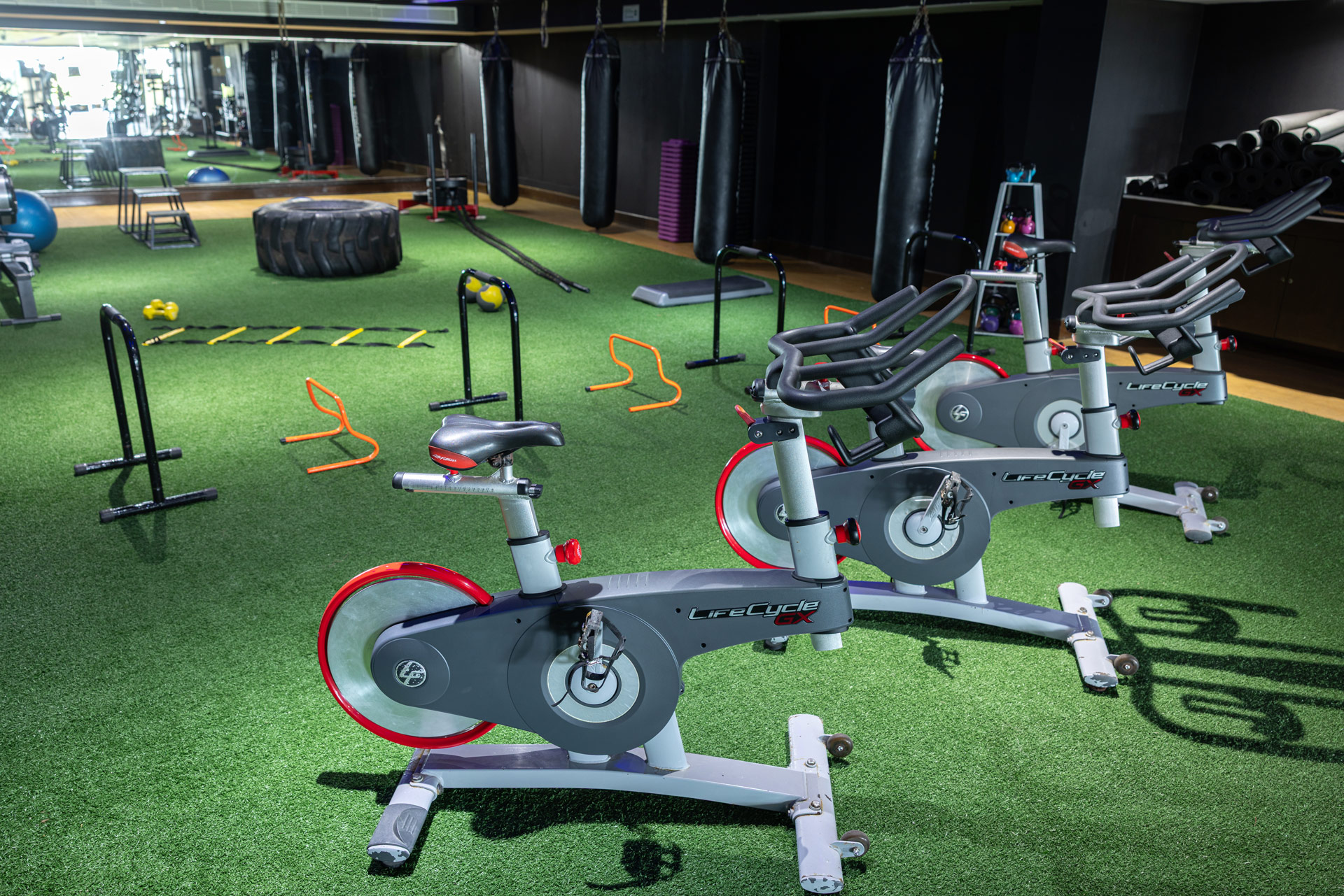 exercise bikes in a gym