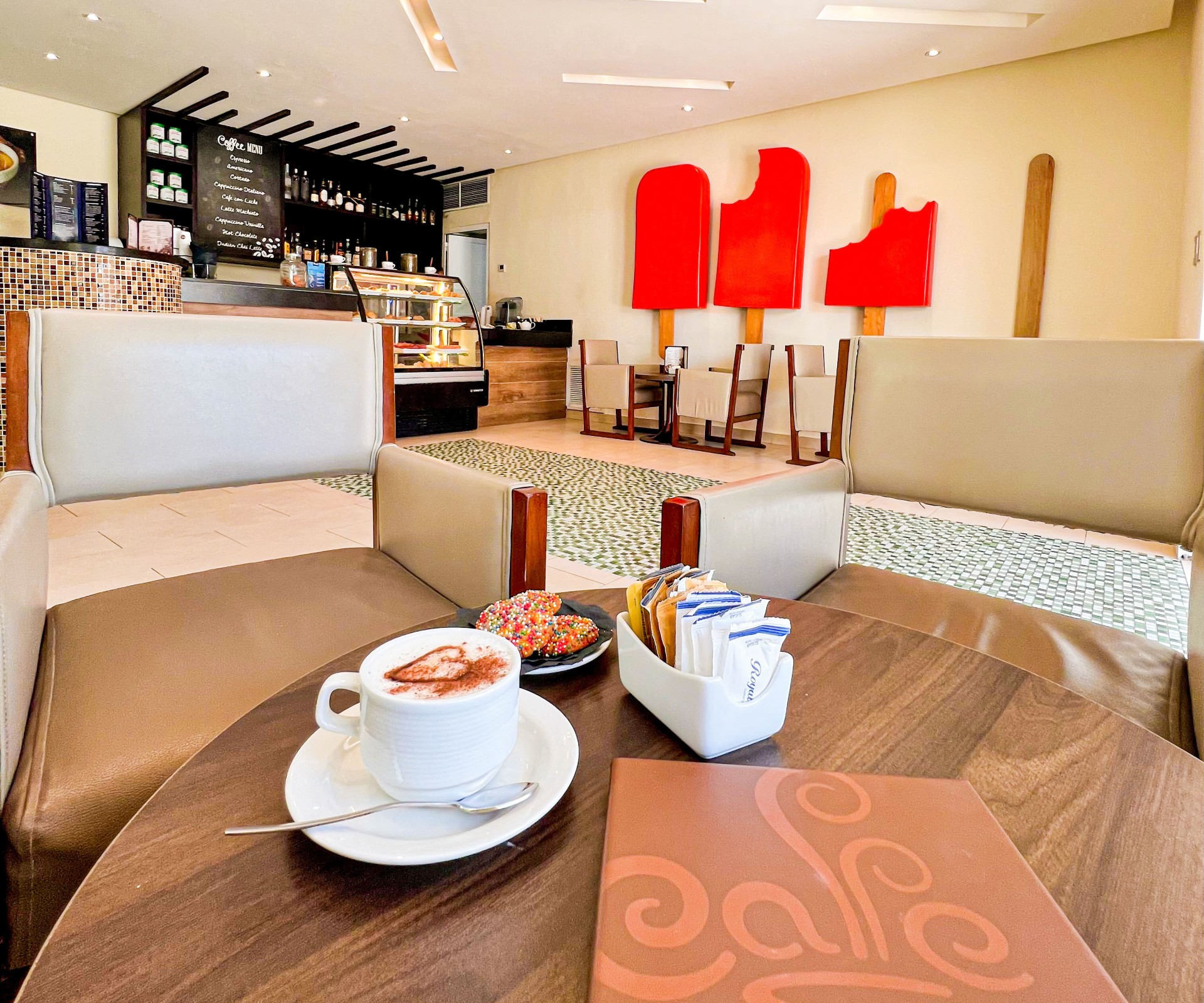 a coffee cup on a table