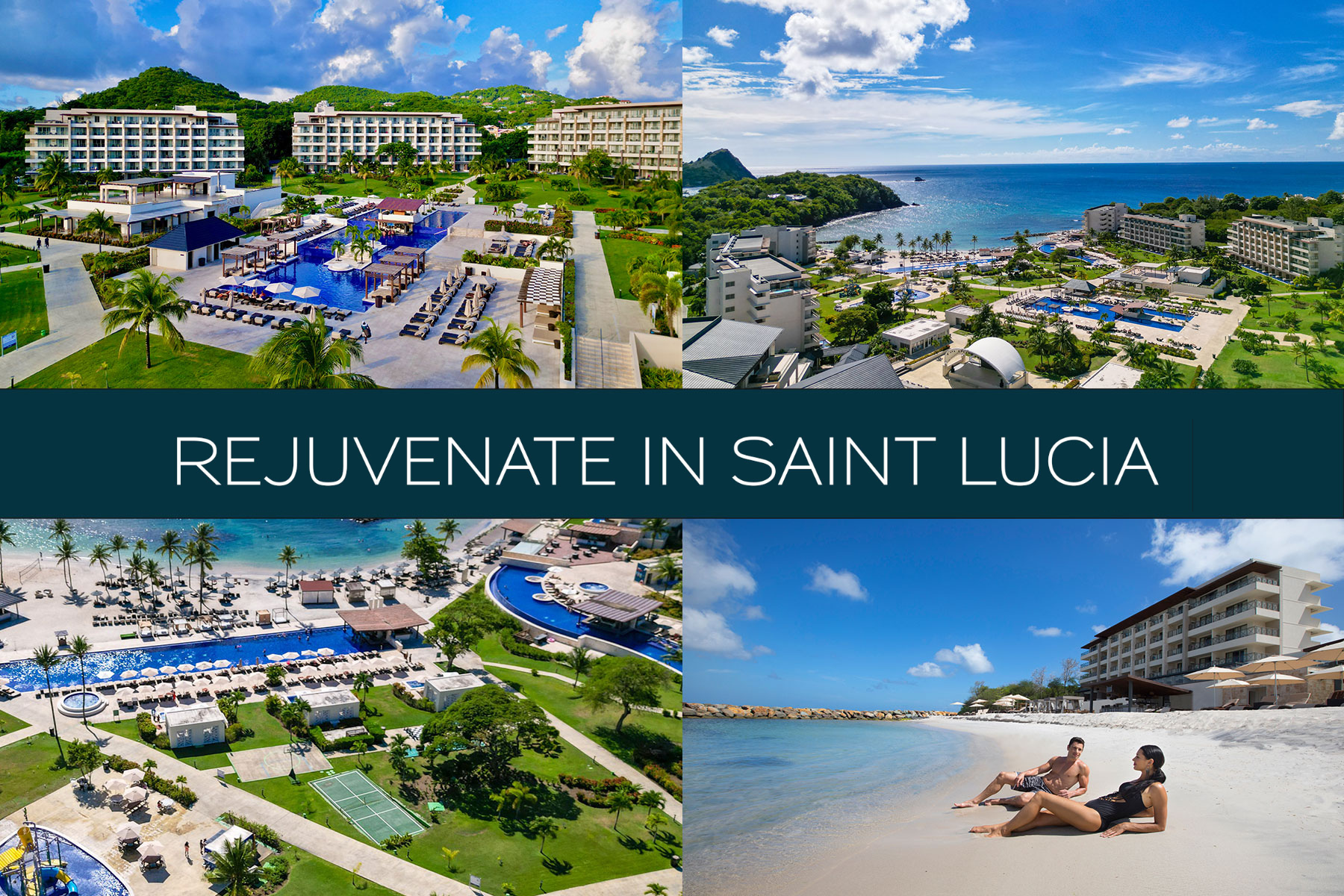 a collage of a beach resort