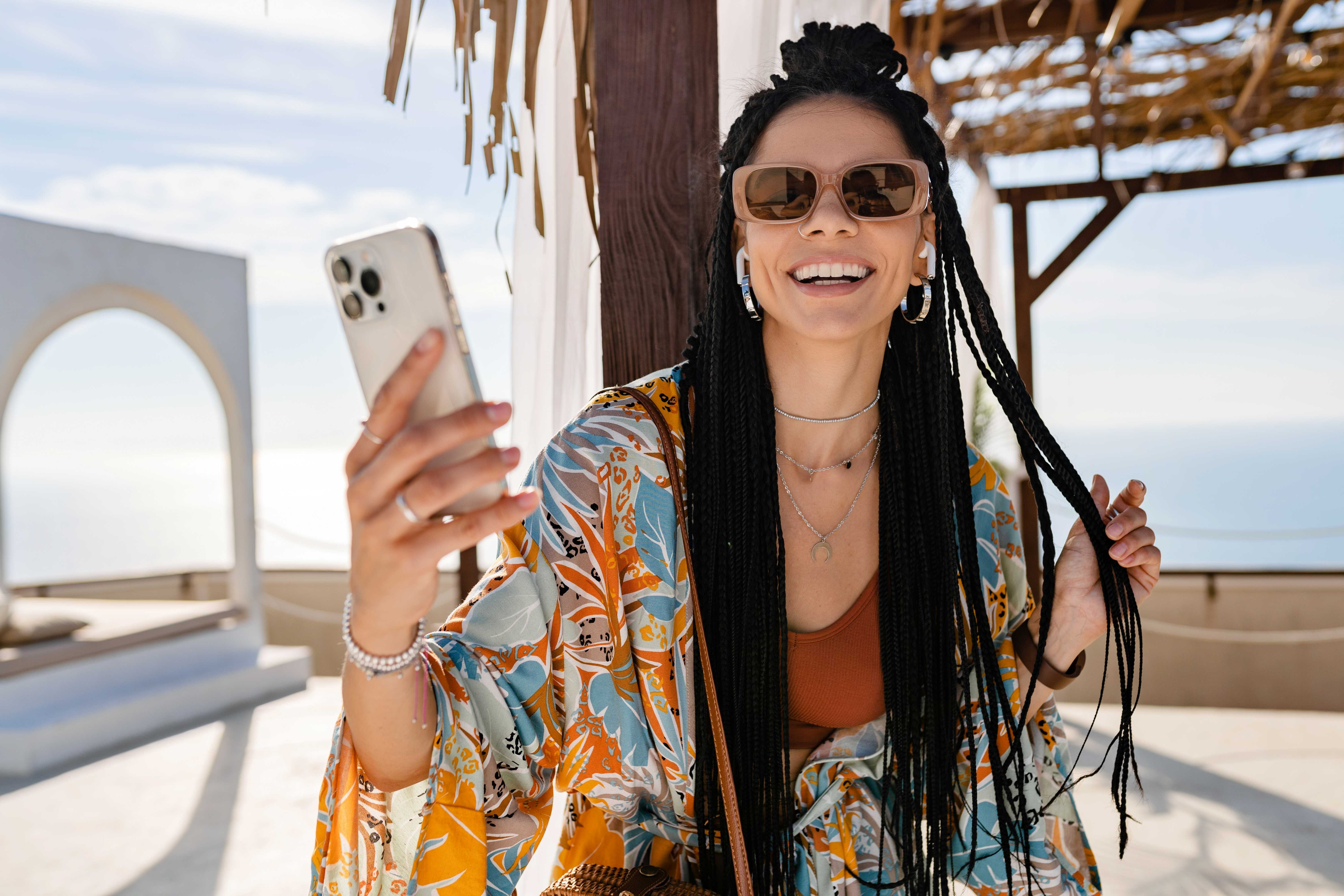 a woman taking a selfie