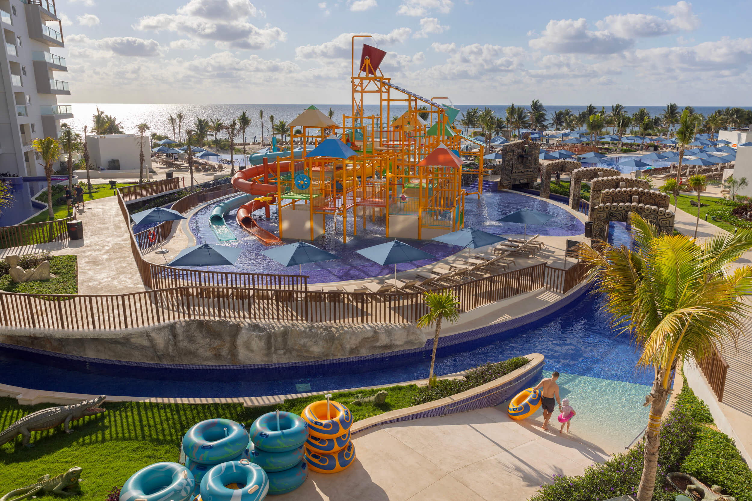 a water park with a slide