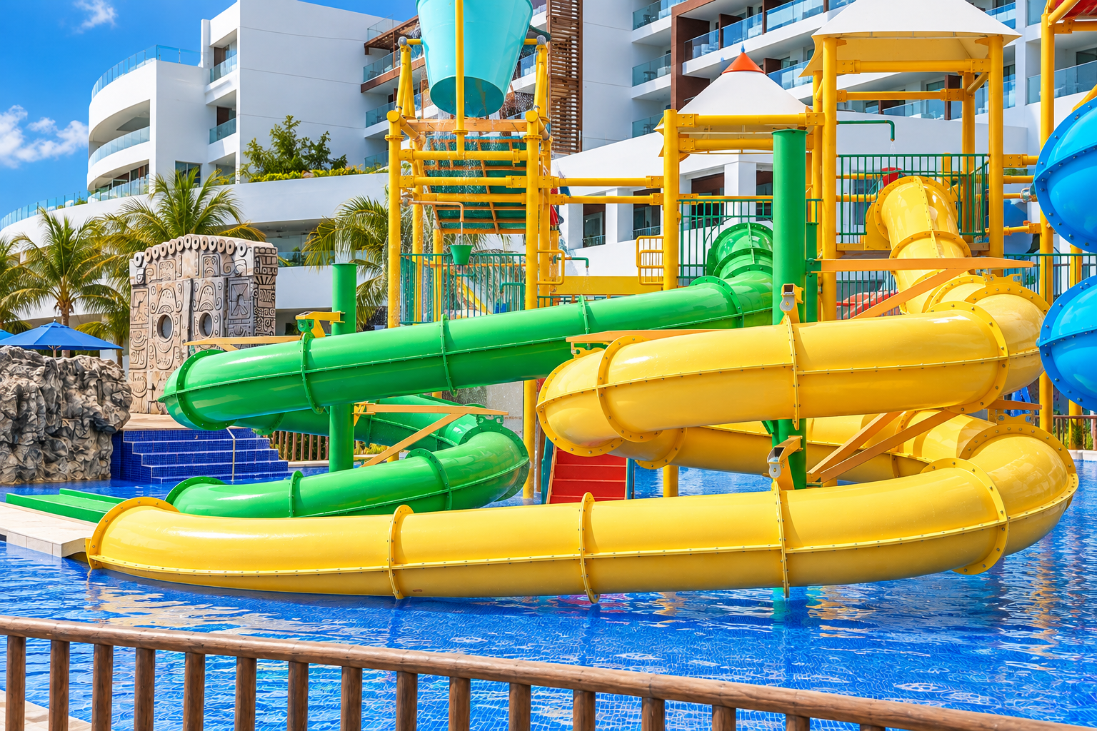 a water park with a slide