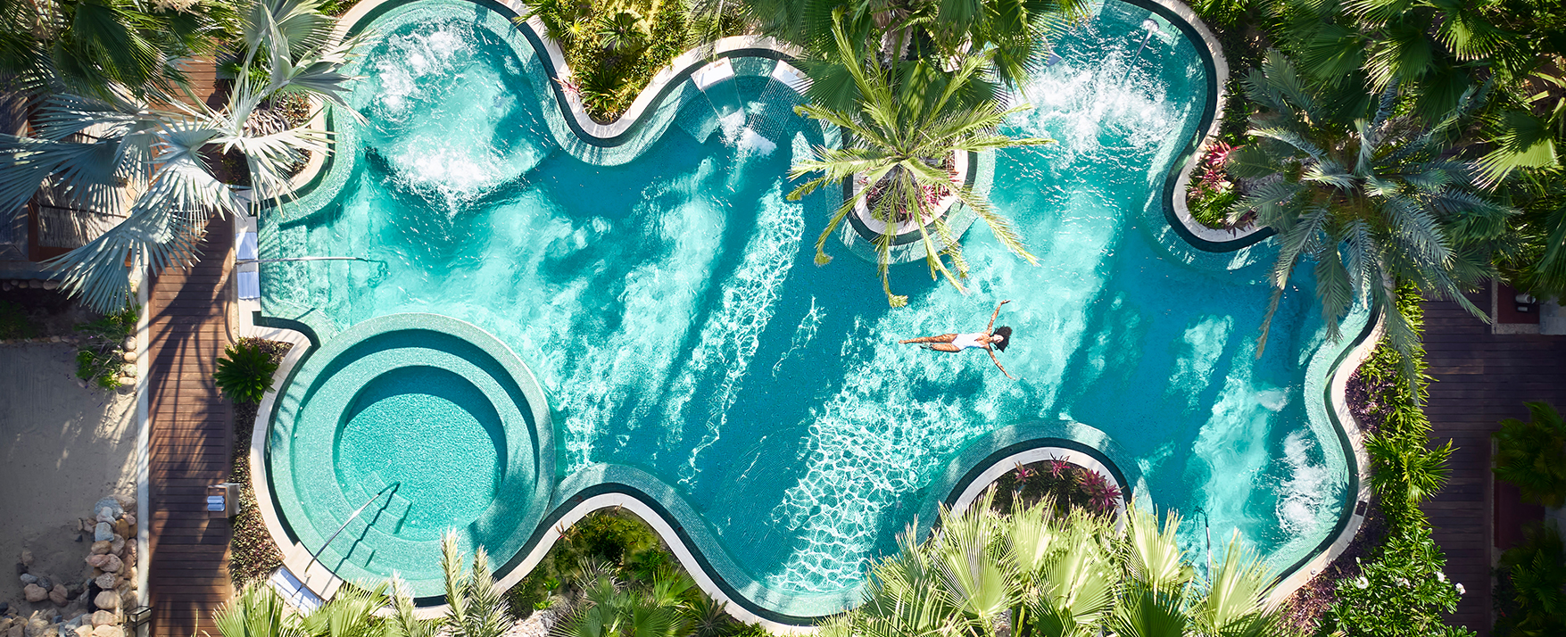 a woman in a swimming pool