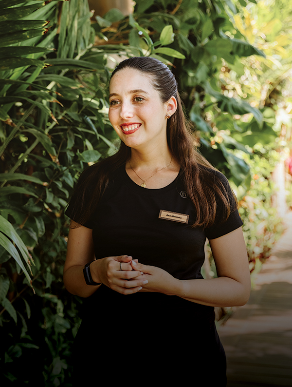 a woman in a black shirt