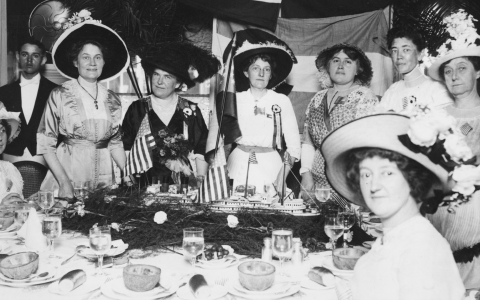 a group of people in hats