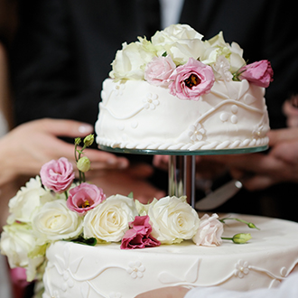 a cake with flowers on top