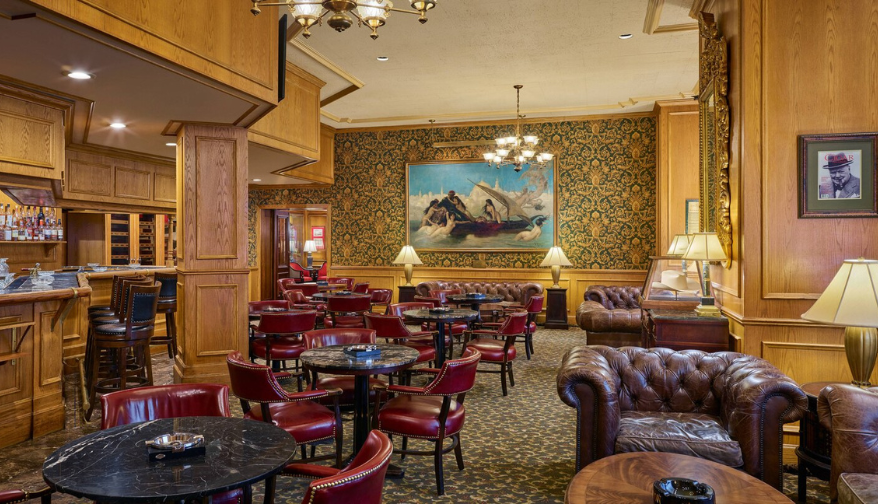 a room with tables and chairs