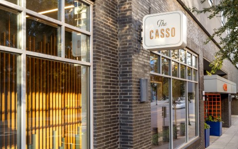 a building with a sign on the side