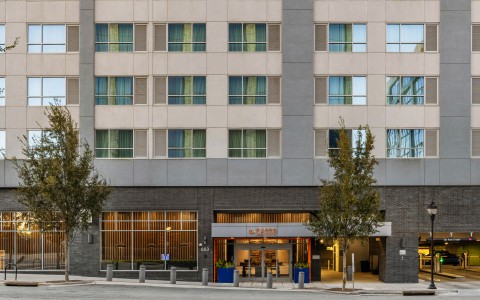 a building with many windows