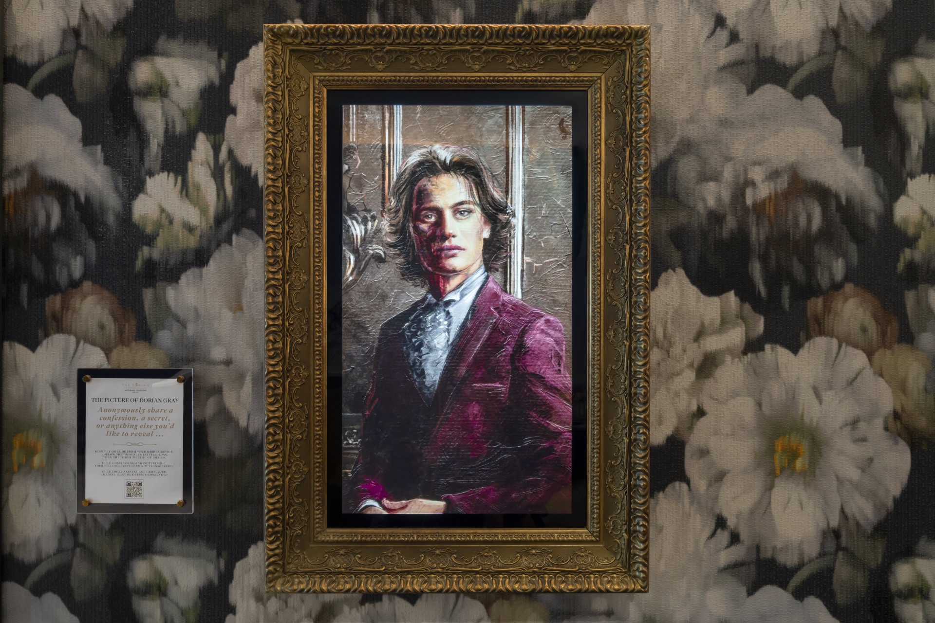 a framed picture of a man in a suit