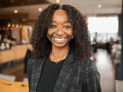 a woman smiling at camera
