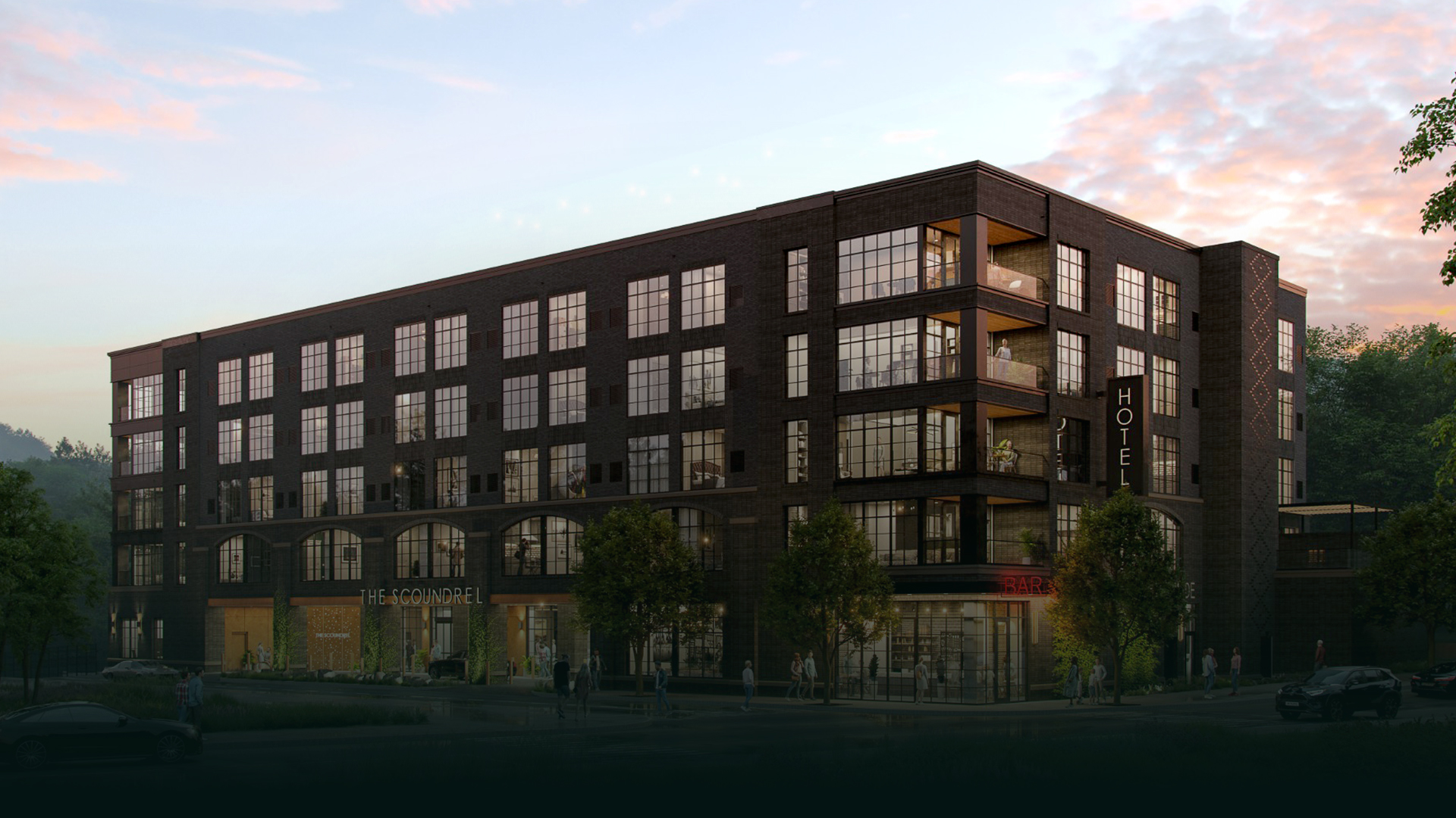 a building with many windows