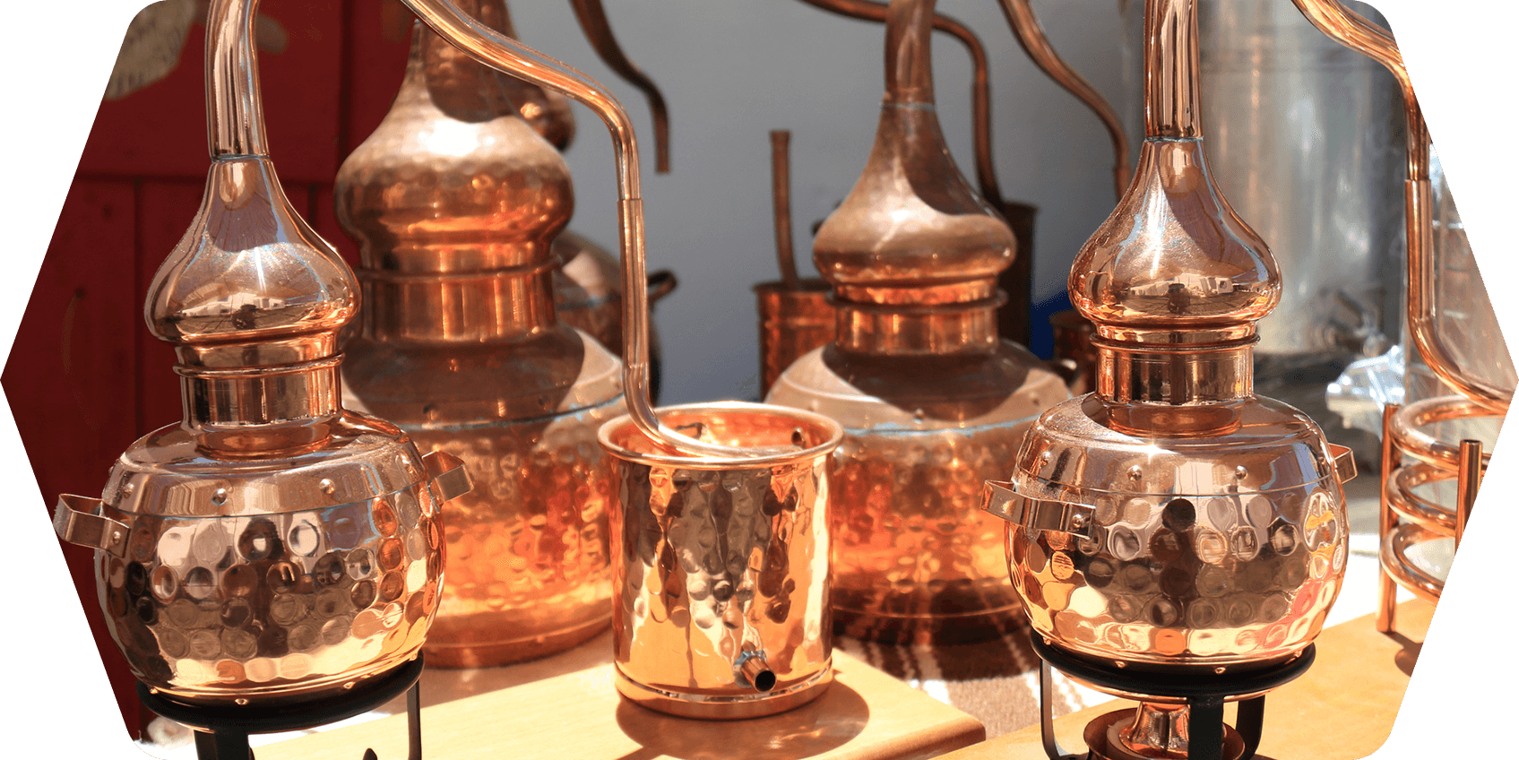 a group of copper objects