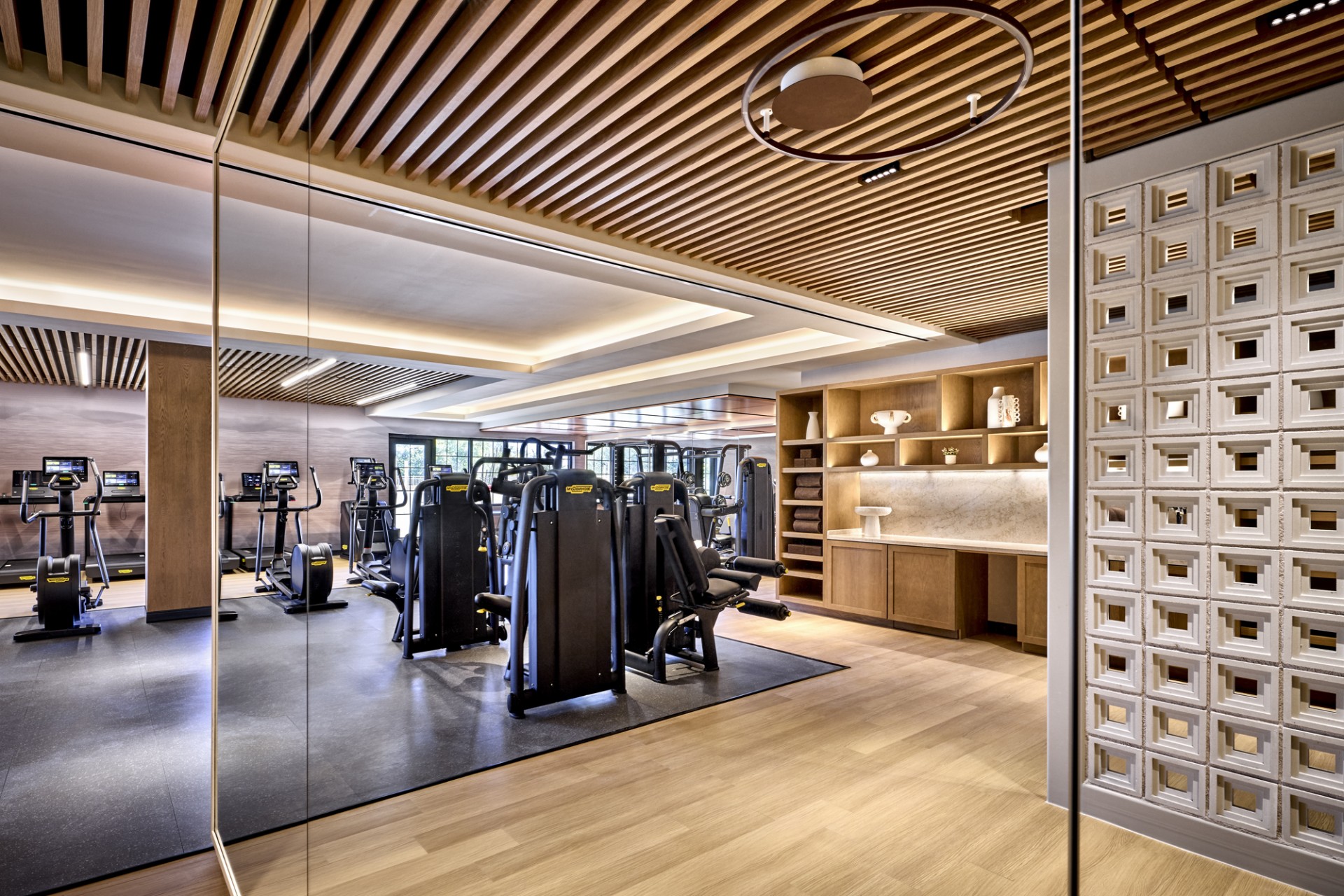 a gym with exercise equipment