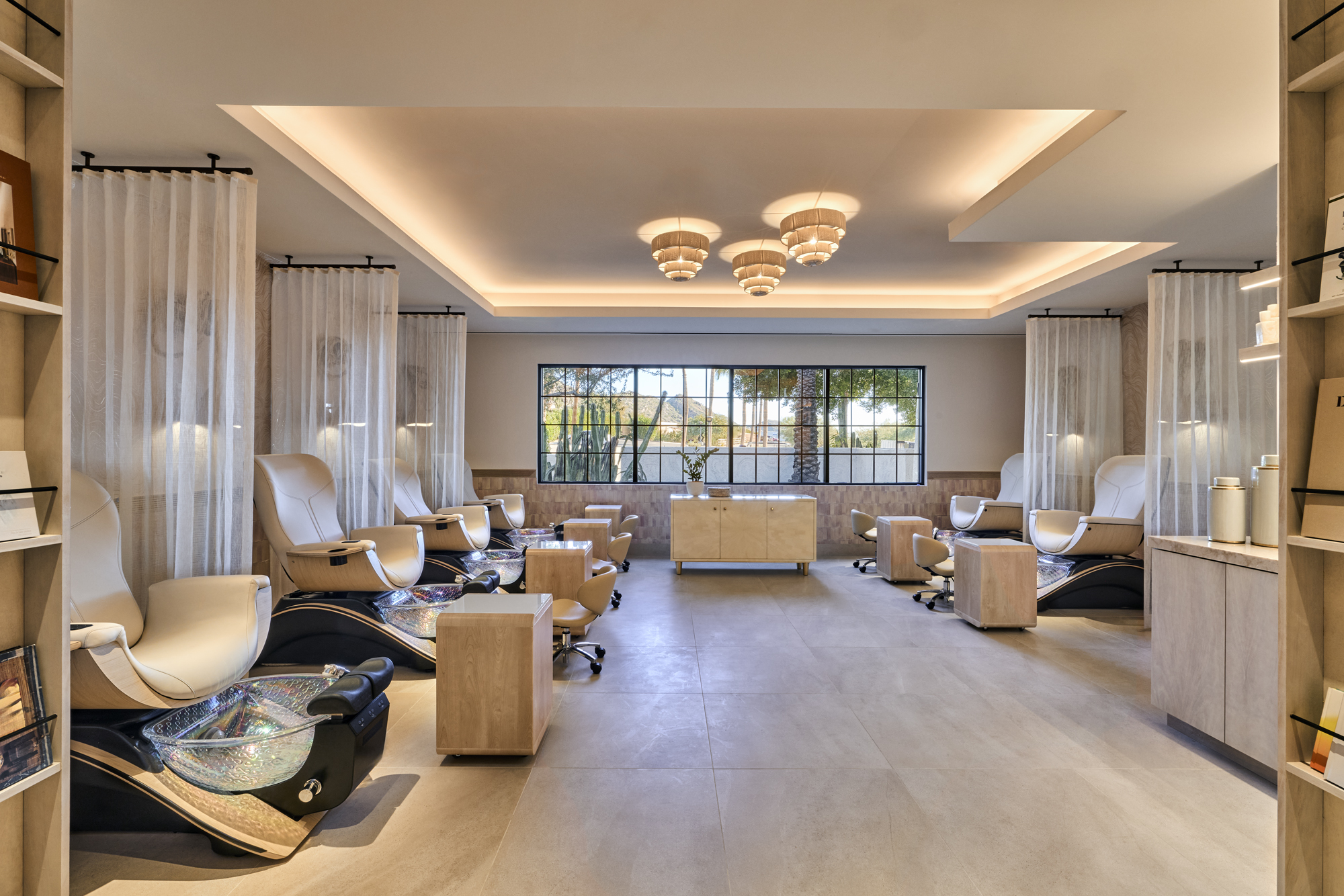 a room with chairs and a table