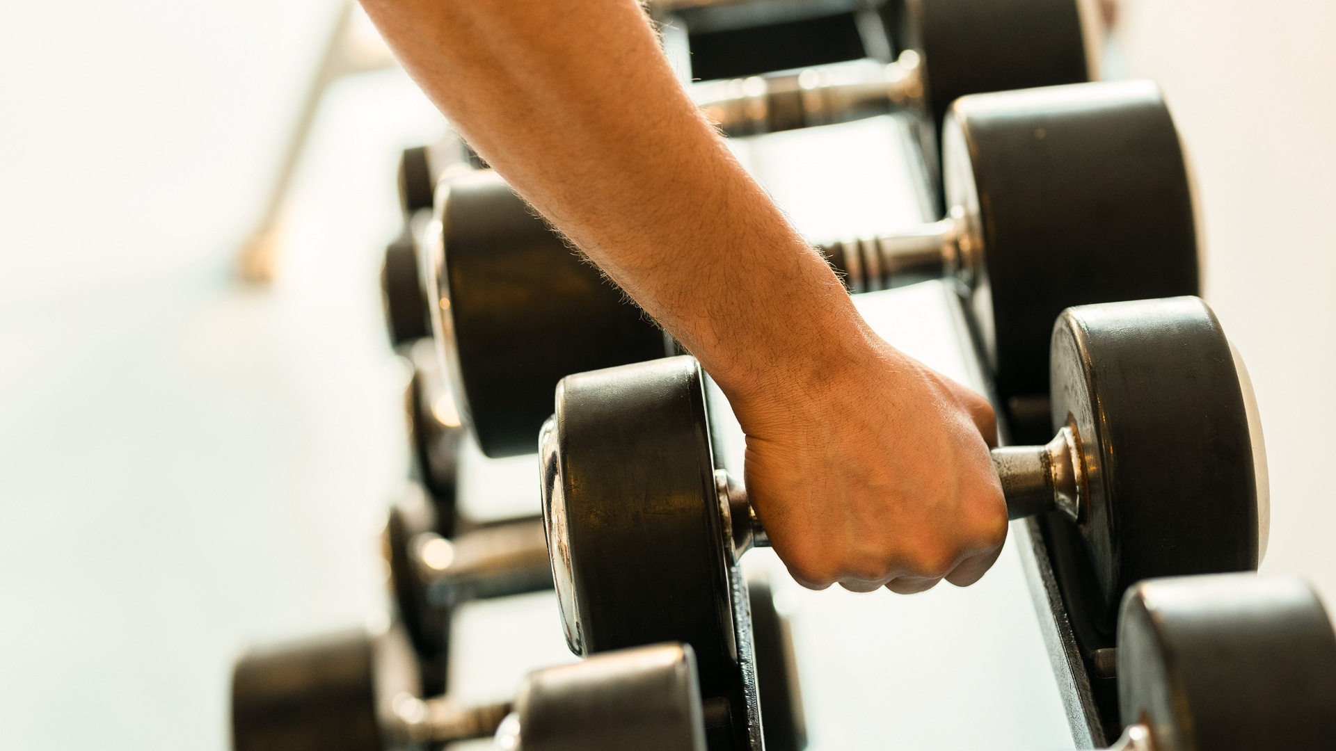 a person holding a dumbbell