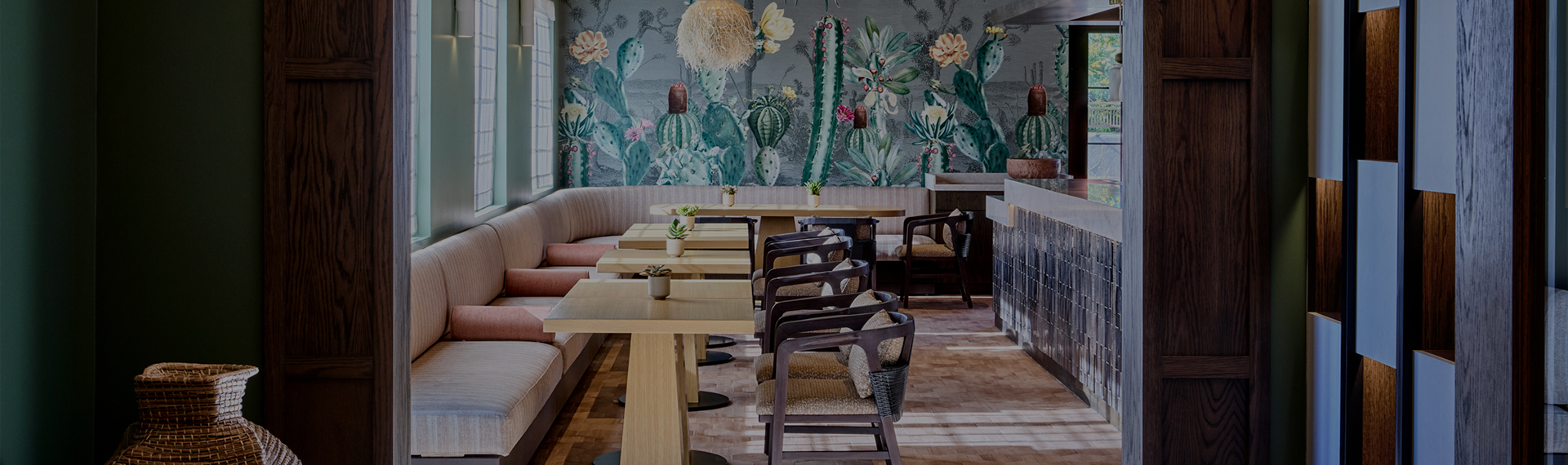 a room with tables and chairs