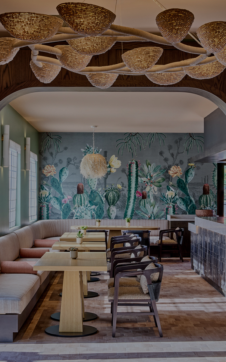 a room with tables and chairs