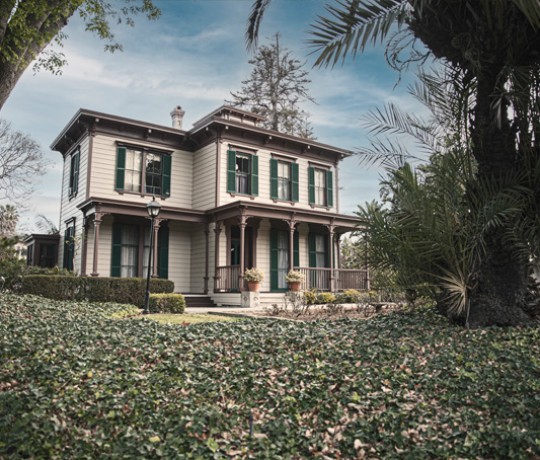 a house with a large front yard