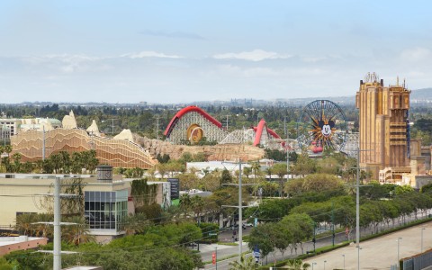a city with trees and buildings