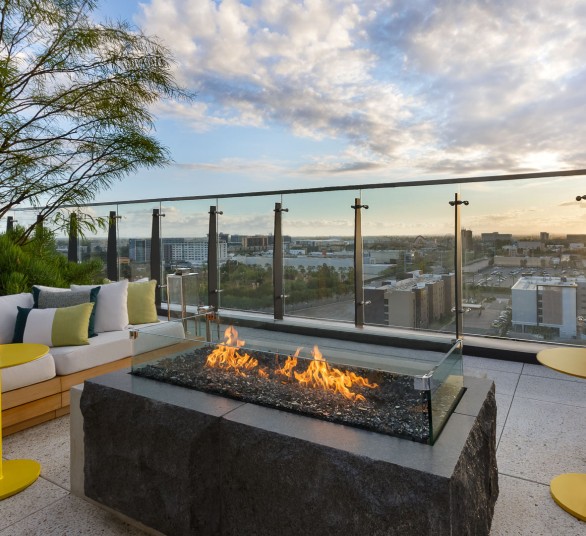 a fire pit on a rooftop