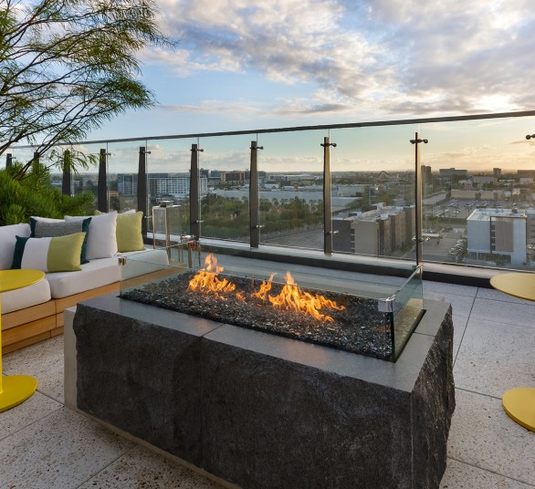 a fire pit on a rooftop
